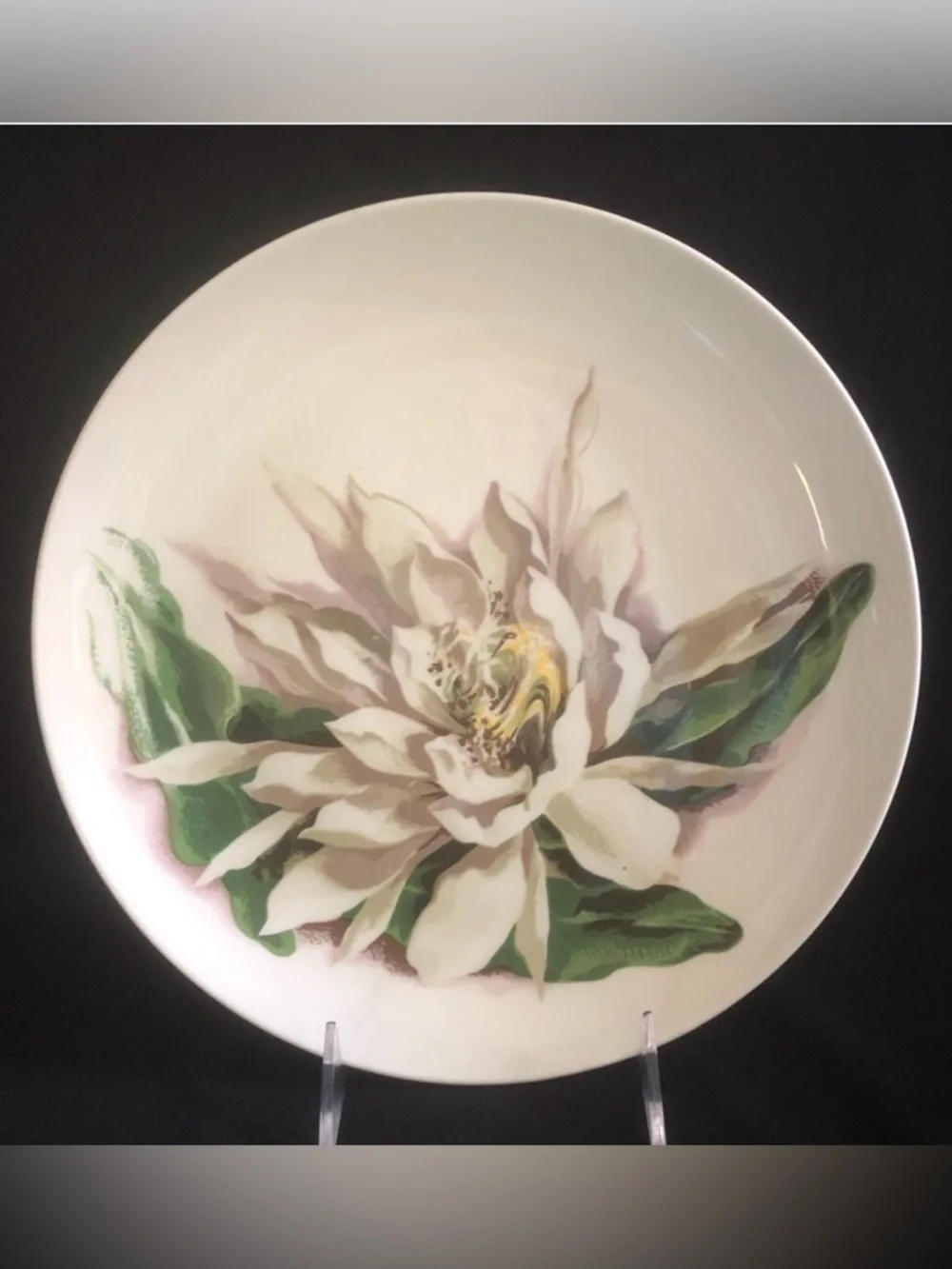 Santa Anita Ware Flowers of Hawaii - Night Blooming Cereus Plate - Made in CA